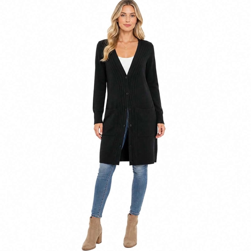 Kimchi And Blue Urban Outfitters Long Black Cable Knit Cardigan Sweater Size XS